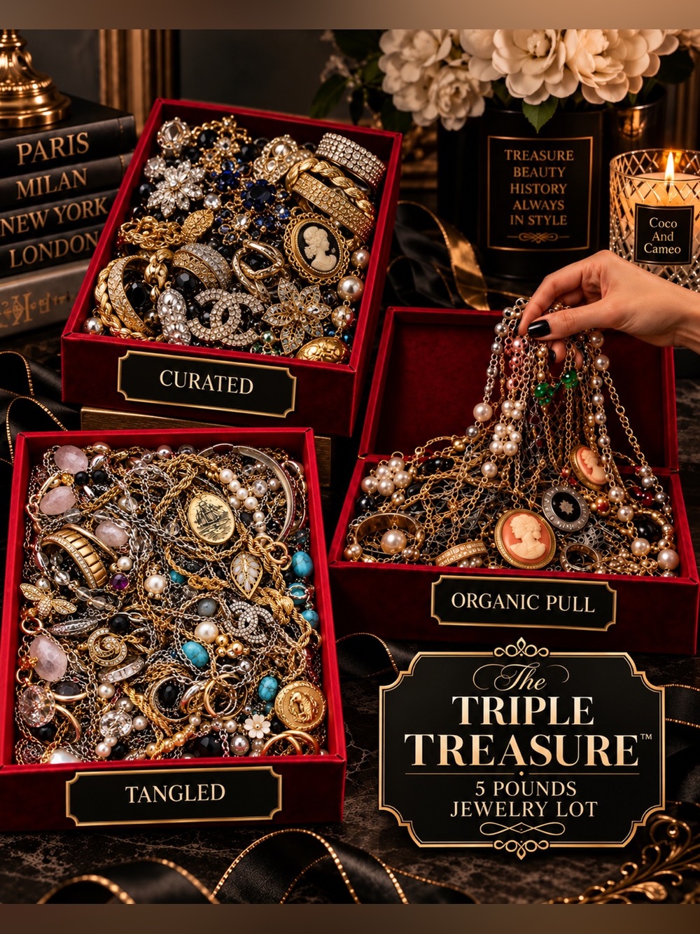 5 LB Jewelry Lot Tangled + Curated + Organic Pull Vintage Modern Reseller